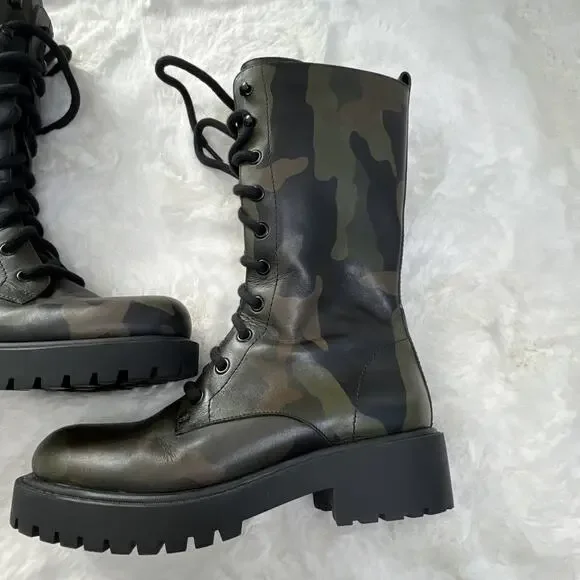 MICHAEL KORS-Military Boots/Calf High-Made in Italy-Worn 1x-No Box - Picture 15 of 16